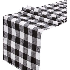 Lot 6 Buffalo Runner Black White Check Wedding Party Table Linens 14" x 108" New